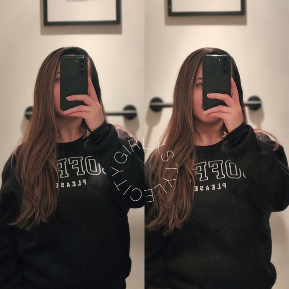 COFFEE PLEASE COLLEGE LETTERE LOGO SWEATER - Picture 1 of 1